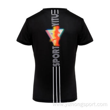 Moisture Wicking Dry Fit T Shirt Black Printed